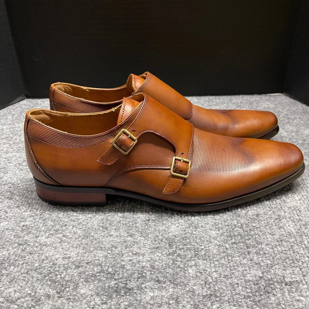 Florsheim Shoes Mens 11 D Cognac Leather Double Monk Strap Tan Dress 11899-221